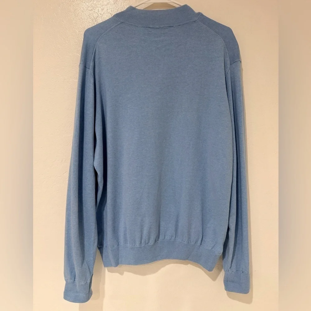 Peter Millar Blue Quarter Zip Cotton Blend Pullover Long Sleeve Shirt Size XL